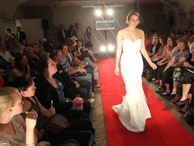 Geelong Bridal Expo. Avion Doolan modeling a dress from ‘The Bridal Atelier’