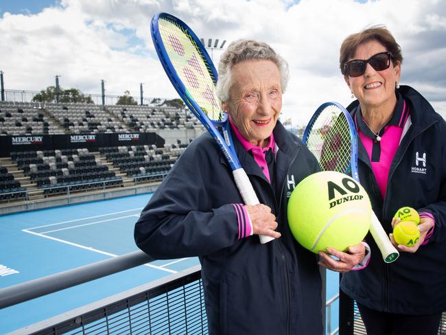 Hobart International tennis volunteers Alisa Richard and Lenice Beard.Picture: Linda Higginson