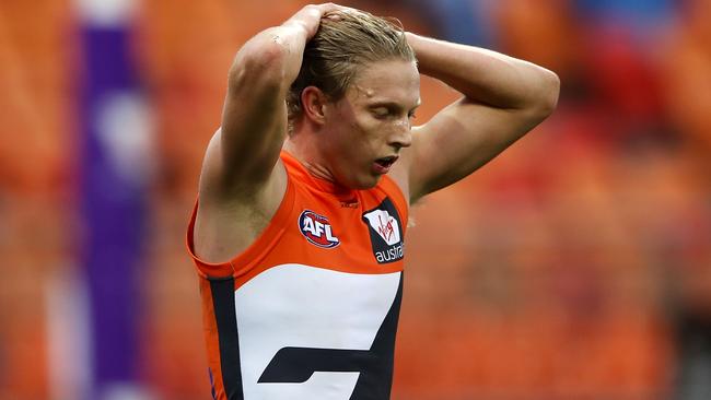 Lachie Whitfield after the loss to West Coast. Picture: Getty