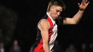 Ed Greene takes a kick for St Kilda City: Pic courtesy of GameFace.