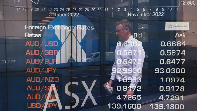 SYDNEY, AUSTRALIA - Newswire Photos -November 14, 2022 A general view of members of the public walking past the digital boards at the ASX in Sydney. Picture: NCA Newswire / Gaye Gerard