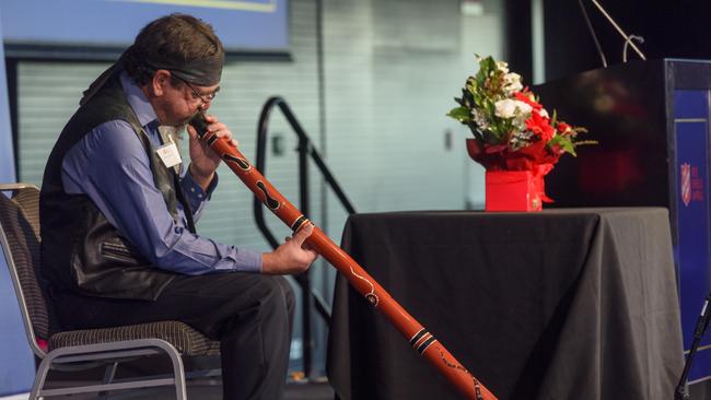 Allen plays the didgeridoo. Picture: Supplied