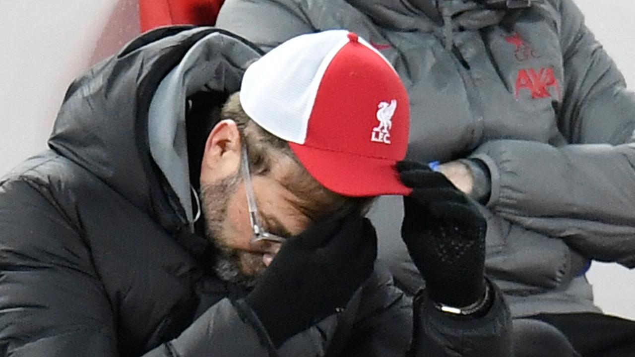 Jurgen Klopp’s frustrations boiled over. (Photo by PETER POWELL / POOL / AFP)