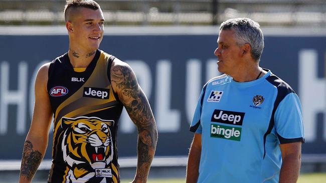 Dustin Martin and Mark Williams at Richmond training. Picture: Wayne Ludbey