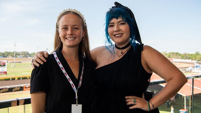 Kaitlyn Knight and Jessica Mills at the Chief Minister's Cup Day at the Darwin Turf Club on Saturday, July 13. Picture: Pema Tamang Pakhrin