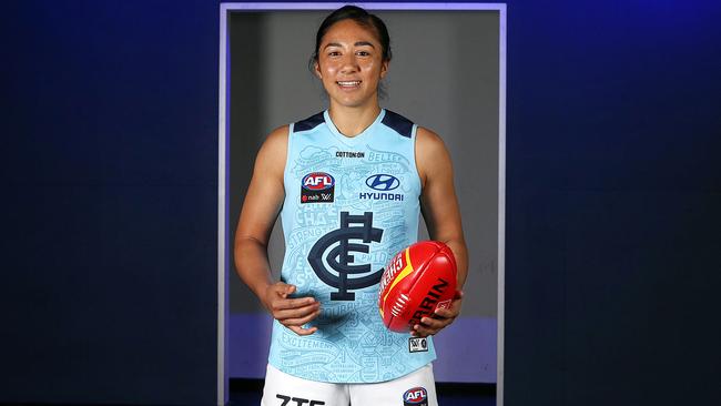 Darcy Vescio helped design Carlton's AFLW guernsey. Picture: Ian Currie