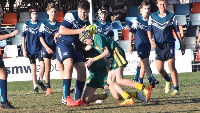 Rockhampton District Secondary Schools Rugby League grand finals, Year 7C, St Brendan’s College versus Heights College, Browne Park, September 7, 2022.