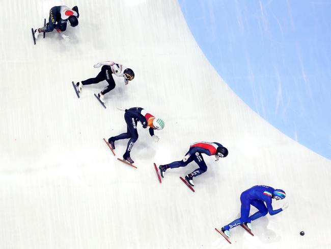 Athletes compete in the Men 500m Rep. Semi-final during ISU World Short Track Speed Skating Championships in Rotterdam. Picture: Dean Mouhtaropoulos/ISU/Getty Images