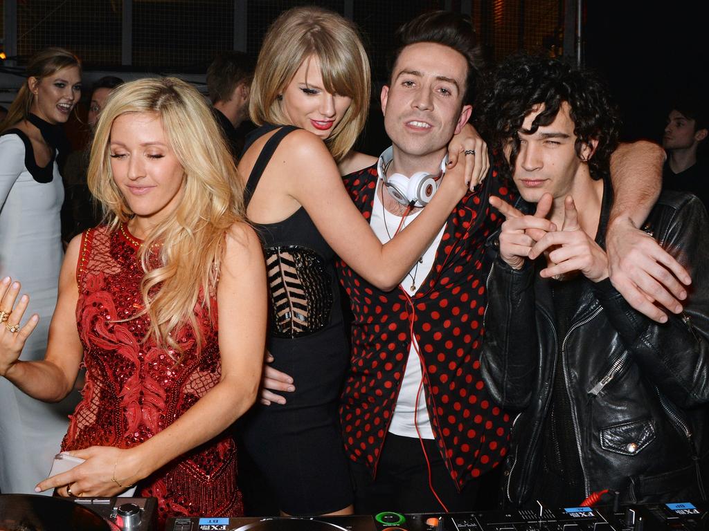 Karlie Kloss, Ellie Goulding, Taylor Swift, Nick Grimshaw and Matt Healy attend the Universal Music Brits party. Picture: David M. Benett/Getty Images for Soho House