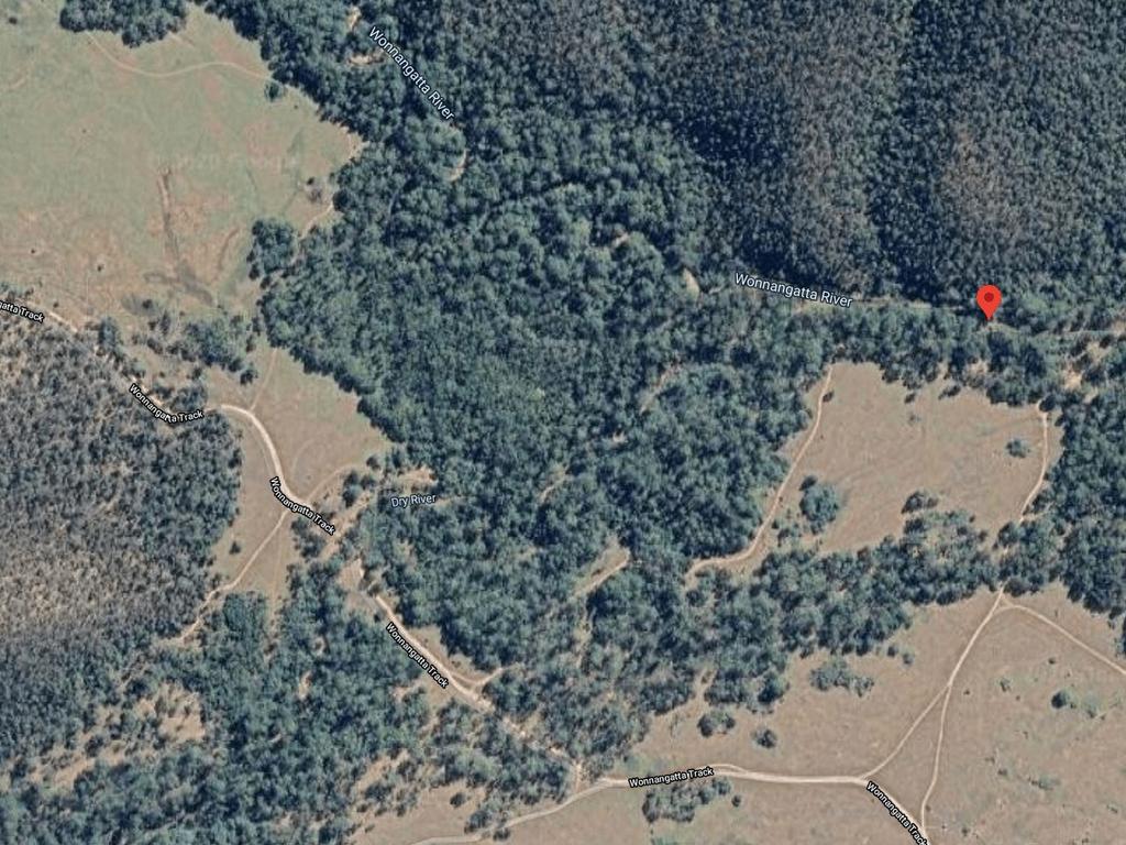 An aerial view of where Russell Hill and Carol Clay were believed to be camping.