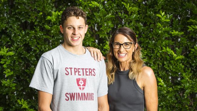 Kai Taylor with his Olympic champion mum Hayley Lewis. Picture: NIGEL HALLETT