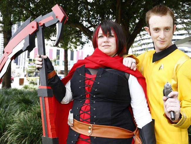 Jazmin Fuller and Rob Steele ahead of the Gold Coast Superhero Weekend at Broadbeach. Picture: Tertius Pickard