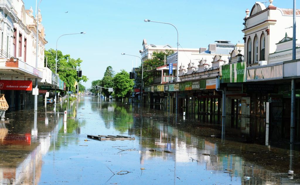 Kent St in the Maryborough central business district. The levee overflowed about 1am on Tuesday, January 28. . Picture: Robyne Cuerel