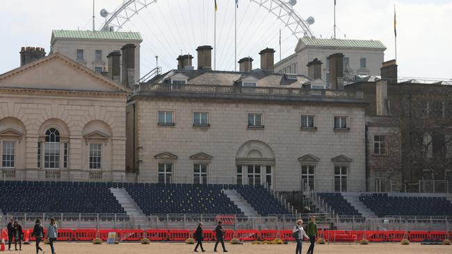 Seating set up ahead of the King's coronation at Horse Guards Parade. Picture: Getty Images.