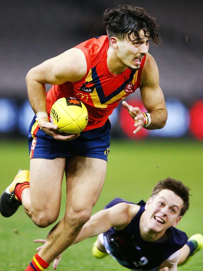 Izak Rankine on the burst during the U18 AFL Championship match against Vic Metro at Etihad Stadium. Picture: Michael Dodge/Getty Images