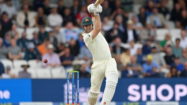 Mitchell Marsh drives during day one of the third Test at Headingley. Picture: Getty Images