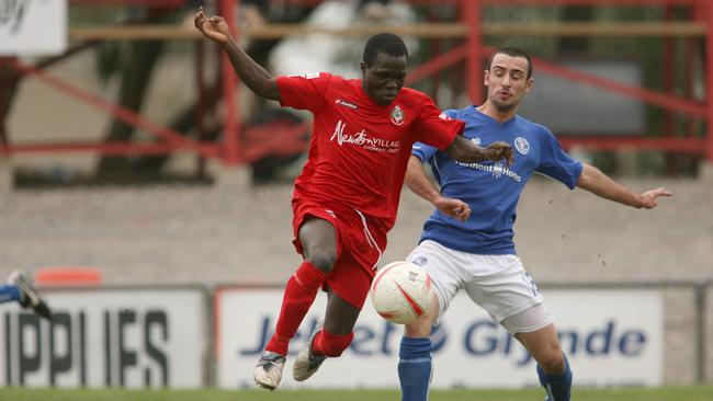 Ali Toure playing for Campbelltown City. Ali is the uncle of Adelaide United’s Al Hassan and Mohamed Toure.