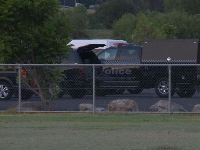 The police operation on St Andrews Rd in Varroville. Picture: 7News