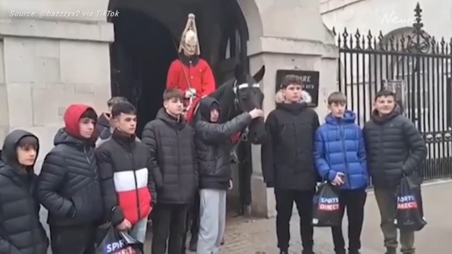 Moment King’s Guard screams at tourist