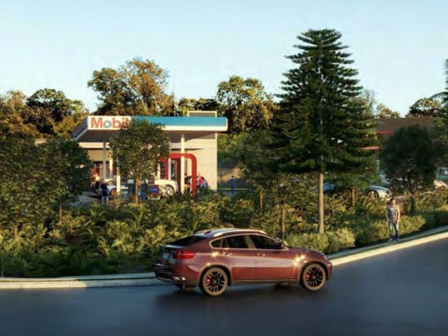 An artist's impression of the proposed Mobil service station at Woolgoolga. Photo: ThomsonAdsett