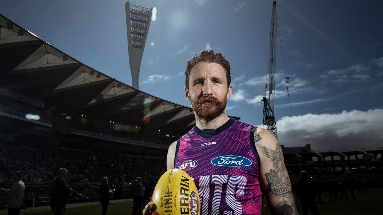 GEELONG, AUSTRALIA - SEPTEMBER 19: Zach Tuohy of the Cats poses for a photo after a Geelong Cats AFL training session at GMHBA Stadium on September 19, 2022 in Geelong, Australia. (Photo by Darrian Traynor/Getty Images)