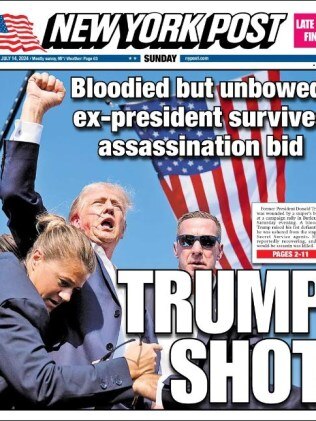 The New York Post cover for 14 July 2024. Picture: Supplied.