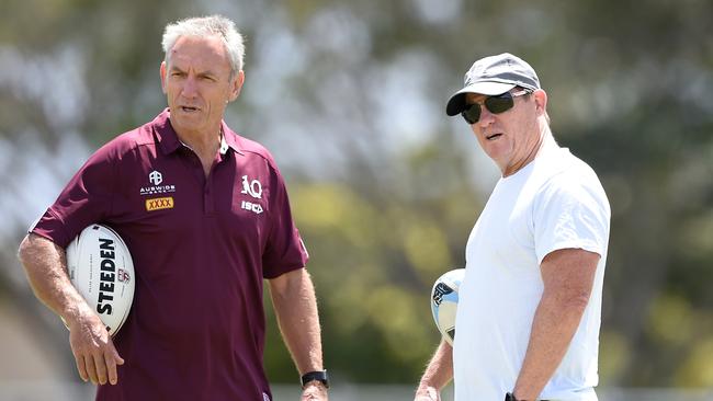 GOLD COAST, AUSTRALIA - OCTOBER 14: (L-R) Neil Henry and Kevin Walters during a Queensland Maroons State of Origin training session with their Brisbane and Gold Coast players, at Pizzey Park on October 14, 2020 in Gold Coast, Australia. (Photo by Matt Roberts/Getty Images)