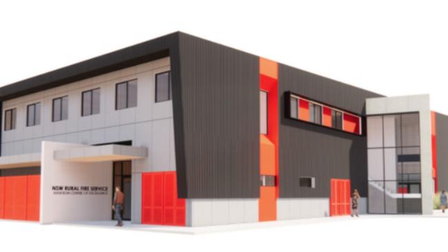 An artist's impression of the NSW Rural Fire Service Aviation Centre of Excellence in Dubbo. Picture: Barnson