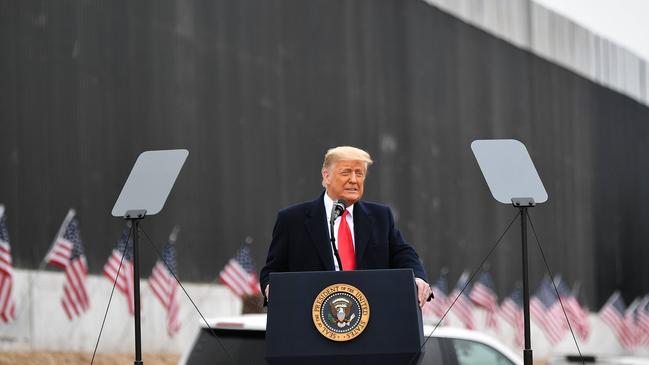 Donald Trump speaks after touring a section of the border wall in Alamo, Texas in January, 2021. Picture: Mandel Ngan/AFP