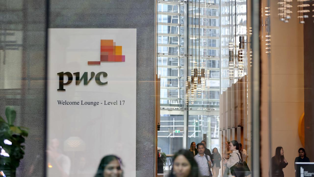 PwC’s foyer of One International Towers at Barangaroo. Picture: NCA NewsWire / Damian Shaw