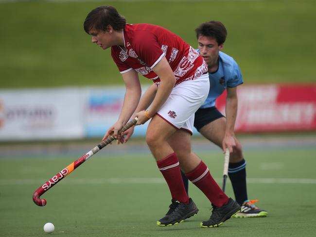 Girls and Boys school hockey teams battled it out at the State Hockey Centre during the School Sport SA open boys and girls hockey finals. PAC versus Nuriootpa. PACÃs Archer Rowntree about to score again.16 August 2021. Picture Dean Martin