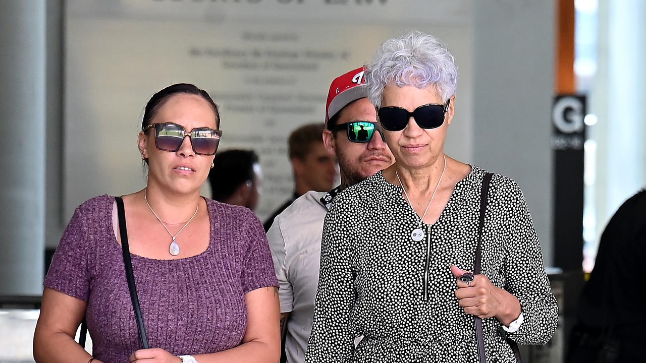 Jackie Kaui (right) leaves Brisbane Supreme Court with her family after she forgave her son’s murder on Friday. . Picture: NCA NewsWire / John Gass