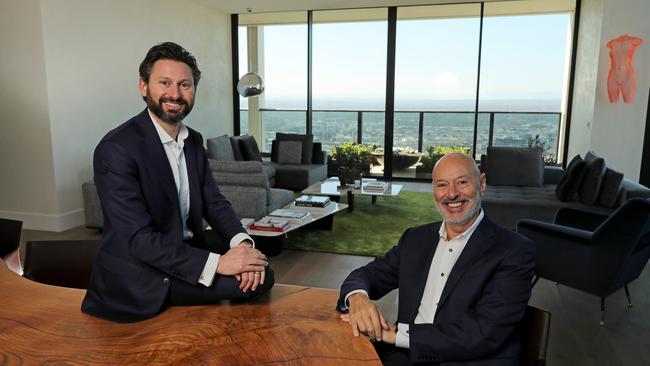 Michael Heine, right, with his son Matt. Picture: Stuart McEvoy.