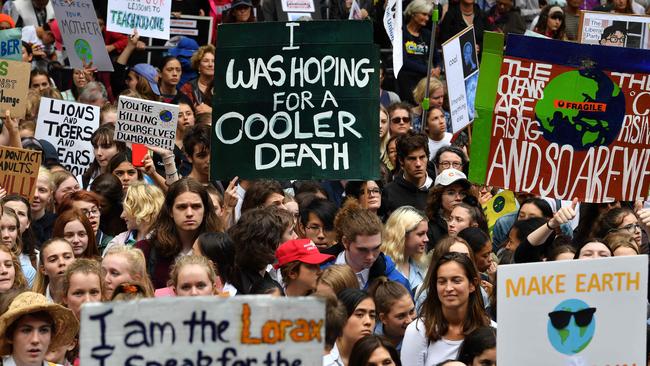 Students hold a similar protest in Sydney in March. Picture: Saeed Khan