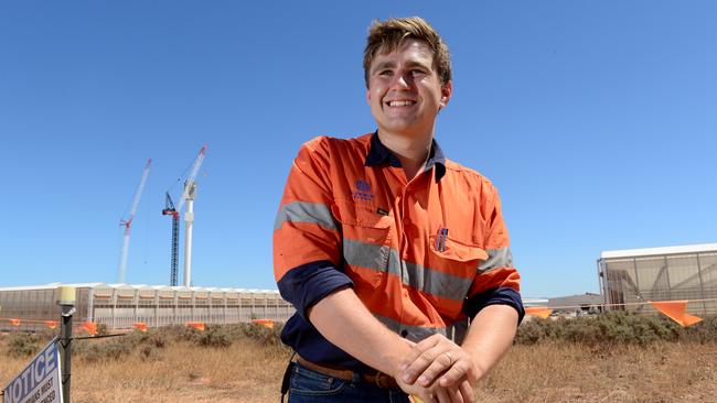 Country Cabinet. The premier and his ministers visits Port Augusta & Leigh Creek over 3 days. Sundrop Farms Associate Engineer Angus Tulloch 25 originally from Belair but now resides Port Pirie and is working for Sundrop Farms. He is pictured at the Sundrop tomato farm, near Pt Augusta. Pic: Tricia Watkinson