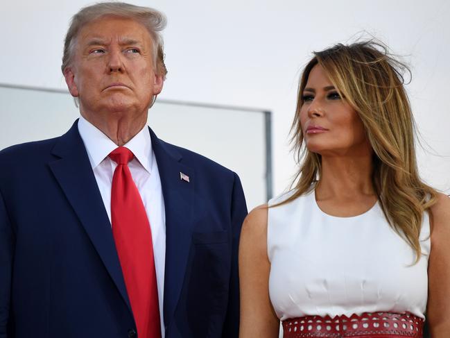 US President Donald Trump, with wife Melania, has slammed NASCAR driver, Bubba Wallace. Picture: AFP