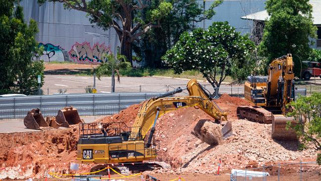 The new CDU city campus site under construction. Picture: Che Chorley