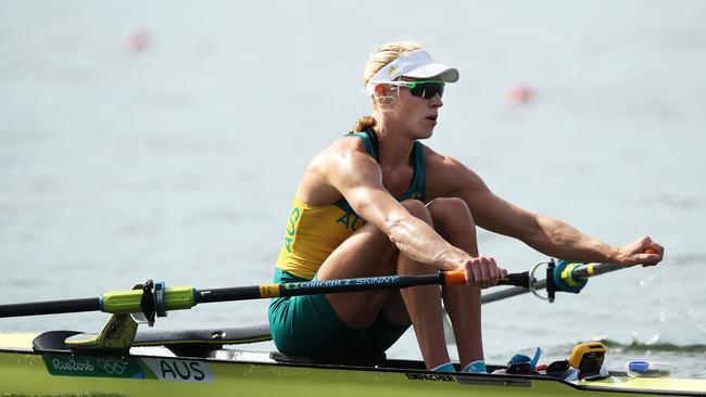 Australia's Kim Brennan after her heat on Day 1 of the Women's Single Scull at Lagoa Stadium.