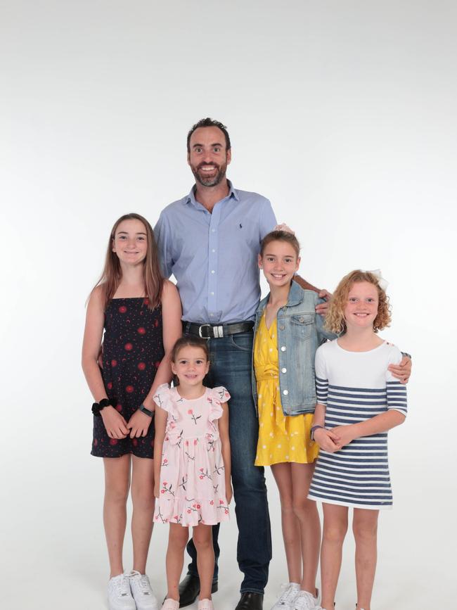 Benn Murphy of Lindfield with his kids Arabella, Harriet, Florence and Hermoine. Picture: Supplied