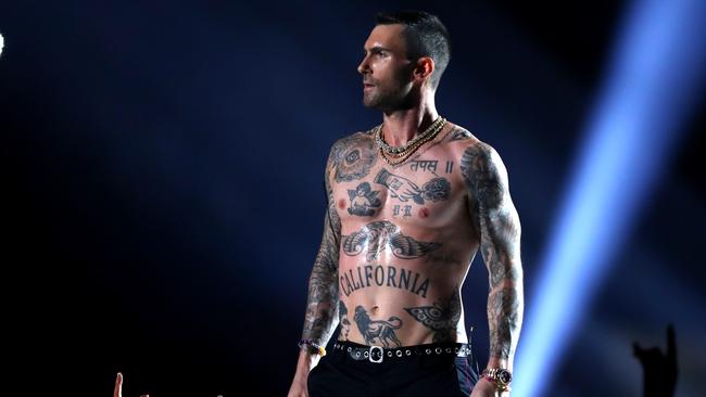 Adam Levine of Maroon 5 performs during the Pepsi Super Bowl LIII Halftime Show at Mercedes-Benz Stadium. (Photo by Al Bello/Getty Images)