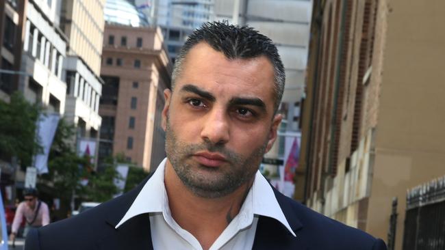 Pic of  Mahmoud Mick Hawi entering King st court today.The former bikie boss was to retrialled for murder. He is on bail under new bail Act. Pleaded guilty to manslaughter and as a result, may not have serve any more time.