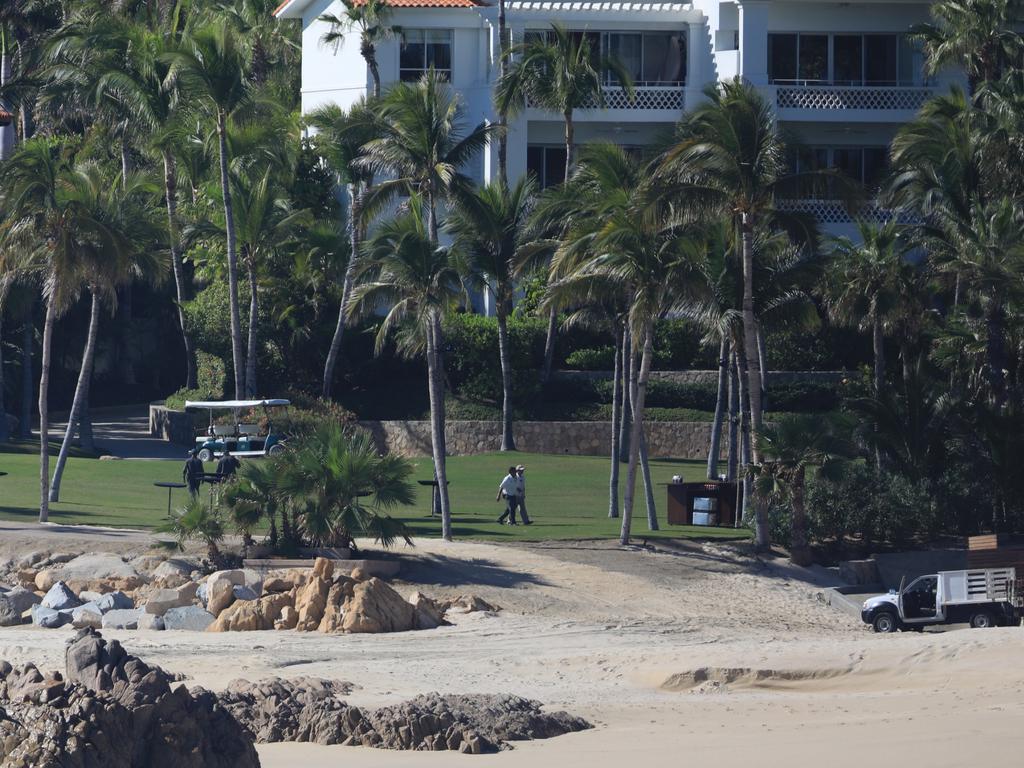 The beach area at the One&amp;Only Palmilla resort on the morning of the wedding.