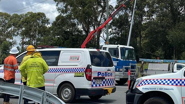 A man has been airlifted after being critically injured in an electric shock on the side of Hall Road Noosa Road near Gympie on Thursday, February 2, 2023.