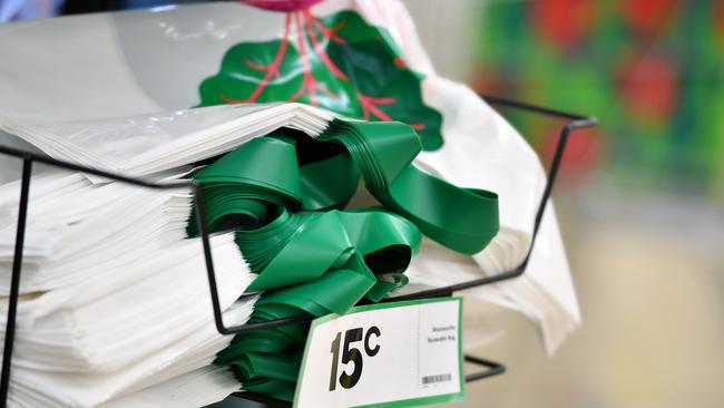 Environmentally-friendly shopping bags have replaced single-use plastic bags. Picture: AAP Image/Joel Carrett