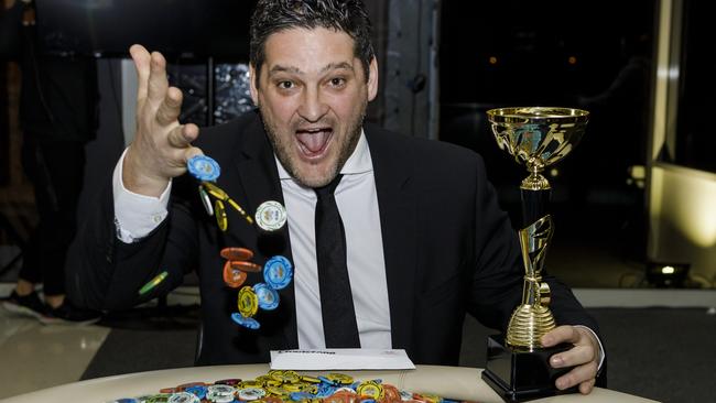 Brendan Fevola won the 2019 Poker With The Stars tournament at Albert Park. Picture: Clinton Plowman