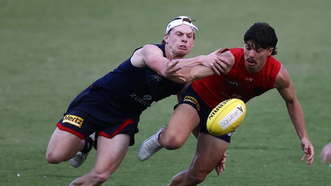 Charlie Spargo has sent an injury scare through Demons camp. Picture: Michael Klein