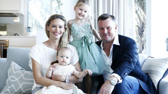 Two years ago: Pictured at their home in Watsons Bay is Anthony Bell with his wife Kelly and their two daughters Charlize, 3, and Thea, 1. Picture: Tim Hunter