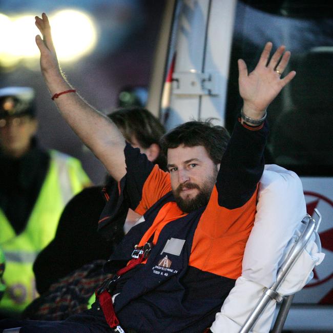 Todd Russell arriving at the Launceston General Hospital.