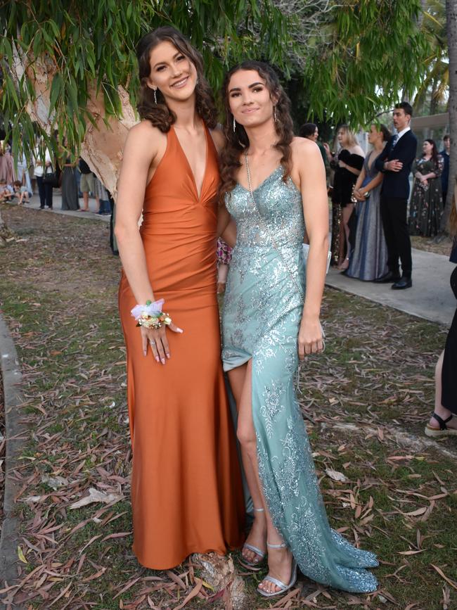 Chloe De Groot and Analise Clulee at Mirani State High School formal at Ocean International on September 8, 2023. Photo: Zoe Devenport