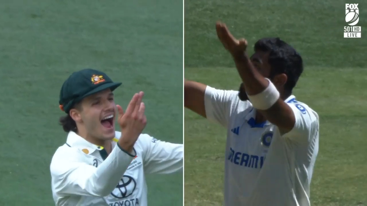 Konstas vs Bumrah celebrations